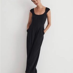Madewell cap sleeve crop wide leg jumpsuit